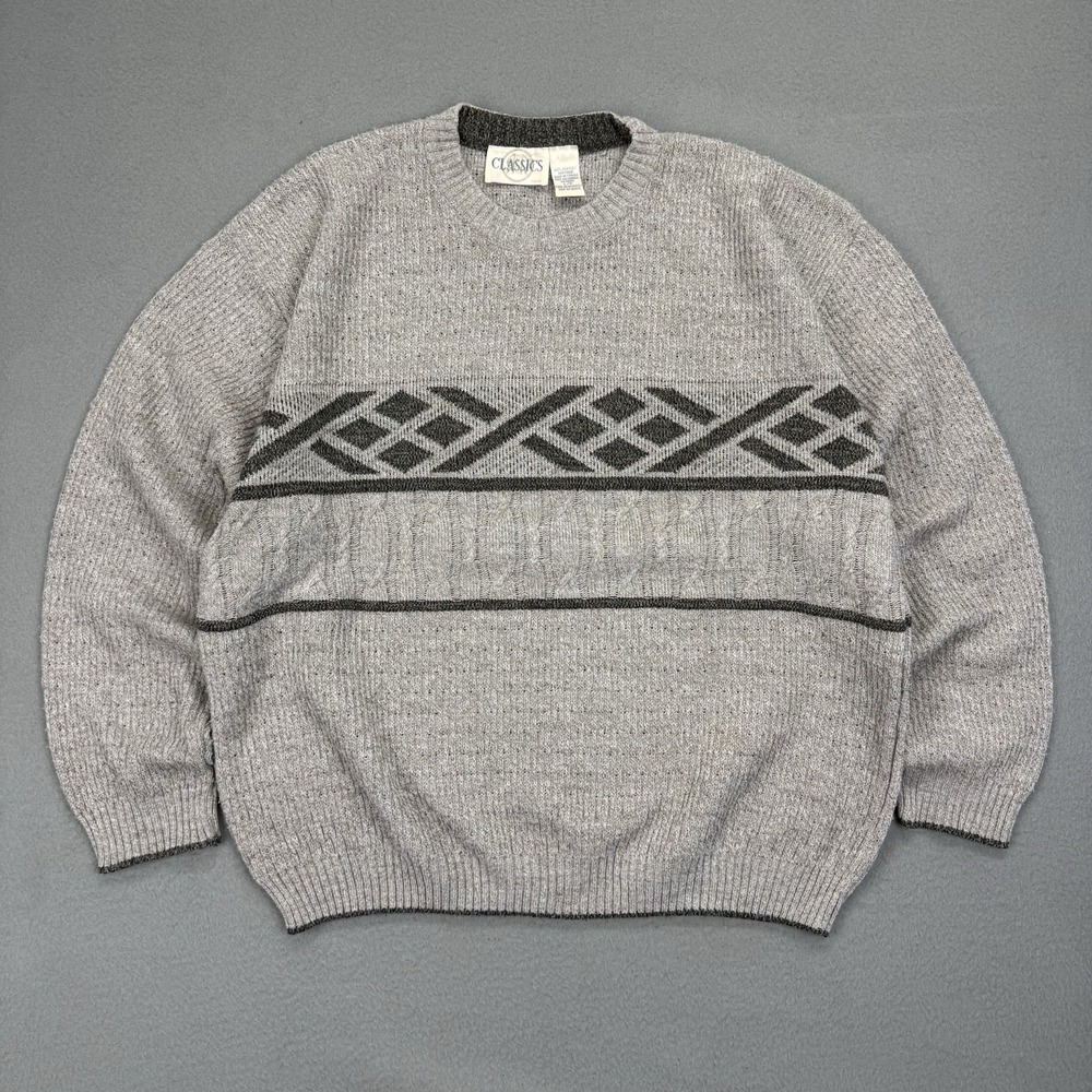 Vintage 90s Knit Sweater Mens Size Large Earth Brown Fall Acrylic Made In Canada